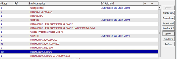 Autoridades: Corregir encabezamientos